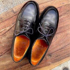Handmade in France, JM Weston Black Oxfords, size 9.5 D heavy soles